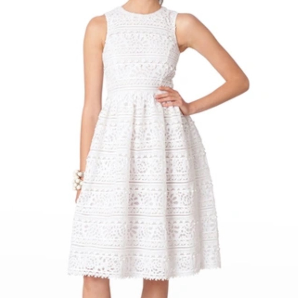 Carolina Herrera Embroidered Eyelet Fit & Flare Dress